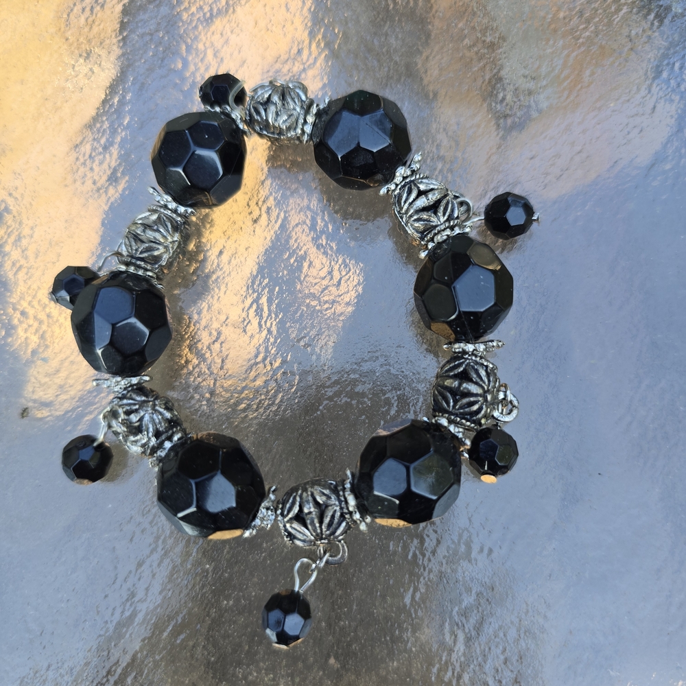 Chico's Black and Silver Beaded Bracelet